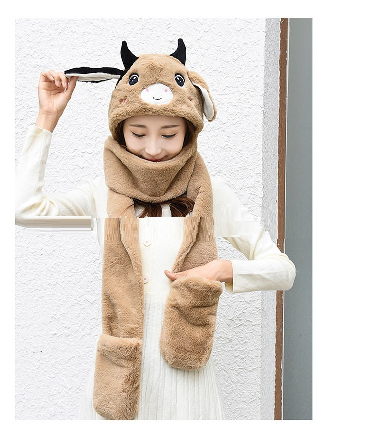 Ensemble d'hiver en peluche 3 pièces (gants, écharpe et bonnet)