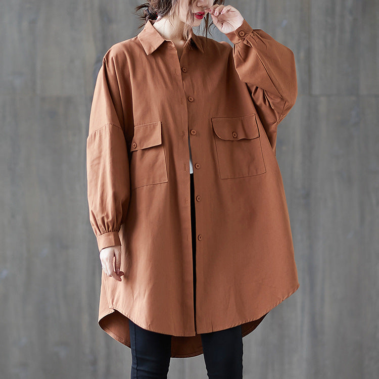 Cardigan Collar Pocket Windbreaker Jacket Women