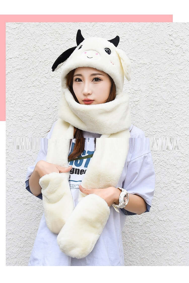 Ensemble d'hiver en peluche 3 pièces (gants, écharpe et bonnet)