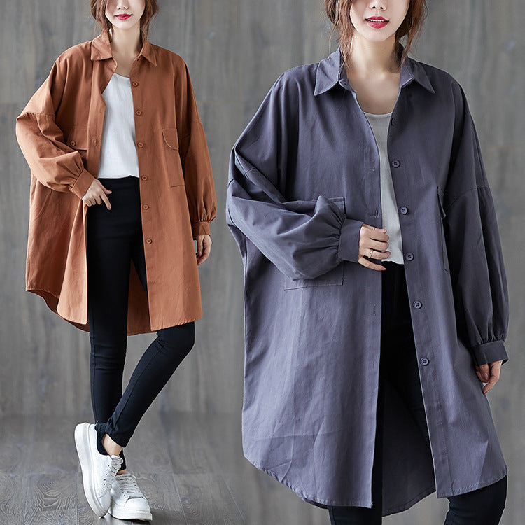 Cardigan Collar Pocket Windbreaker Jacket Women