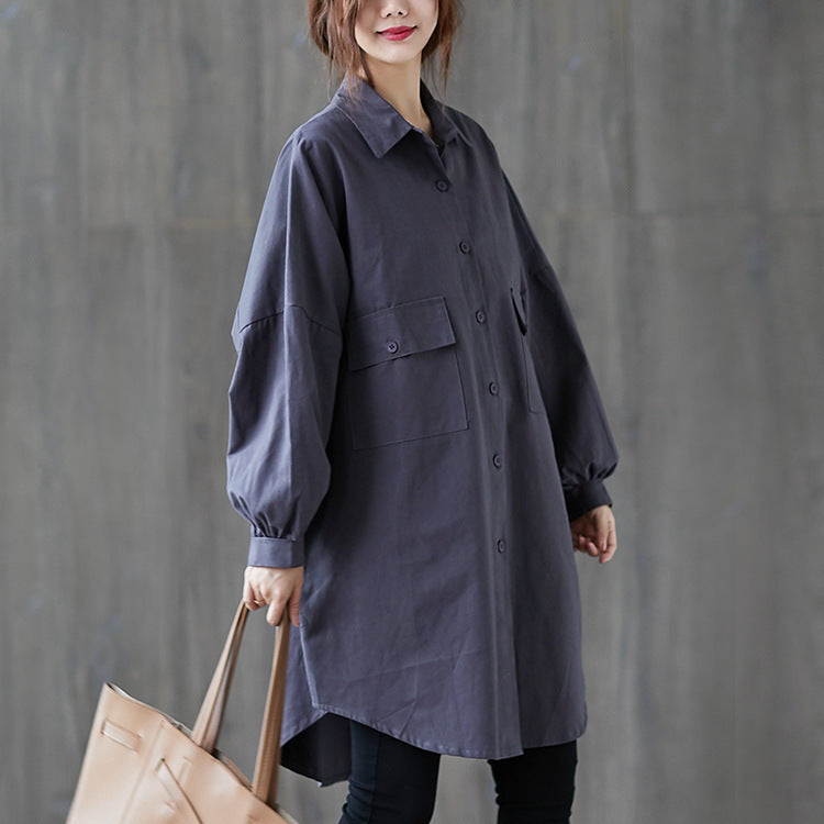 Cardigan Collar Pocket Windbreaker Jacket Women