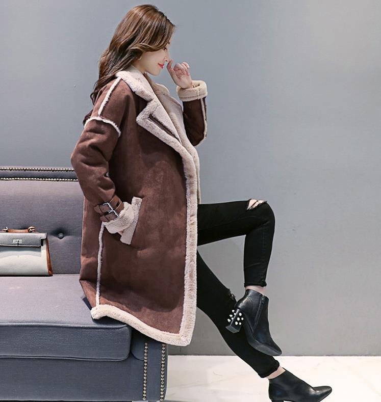 Korean Lamb Wool Winter Coat Women Long