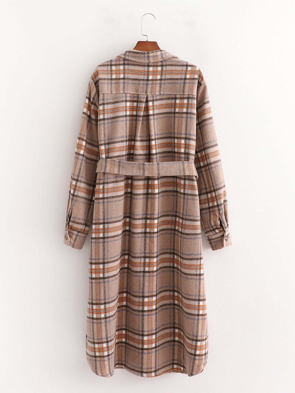 Autumn Wool Plaid Long Coat for Women