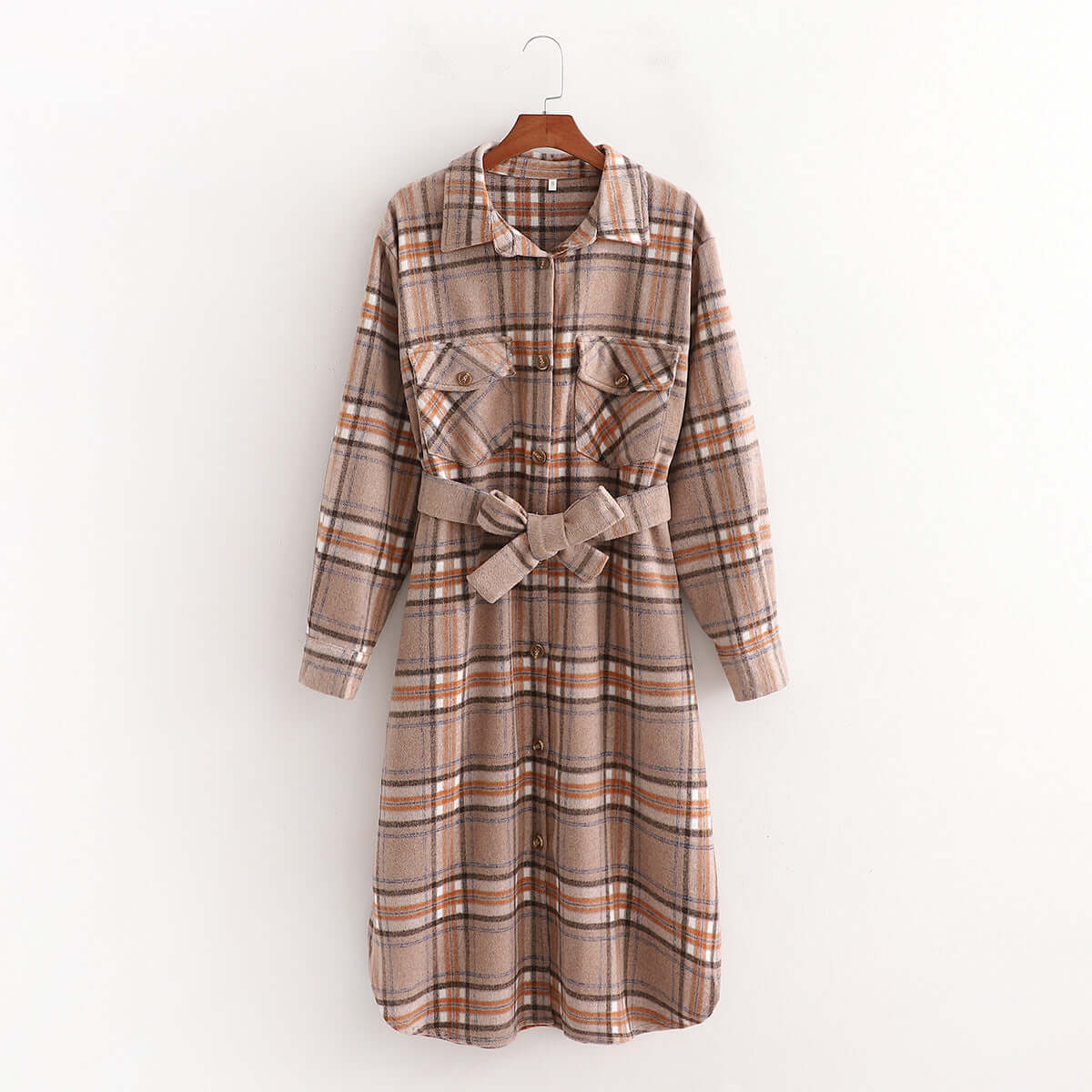 Autumn Wool Plaid Long Coat for Women