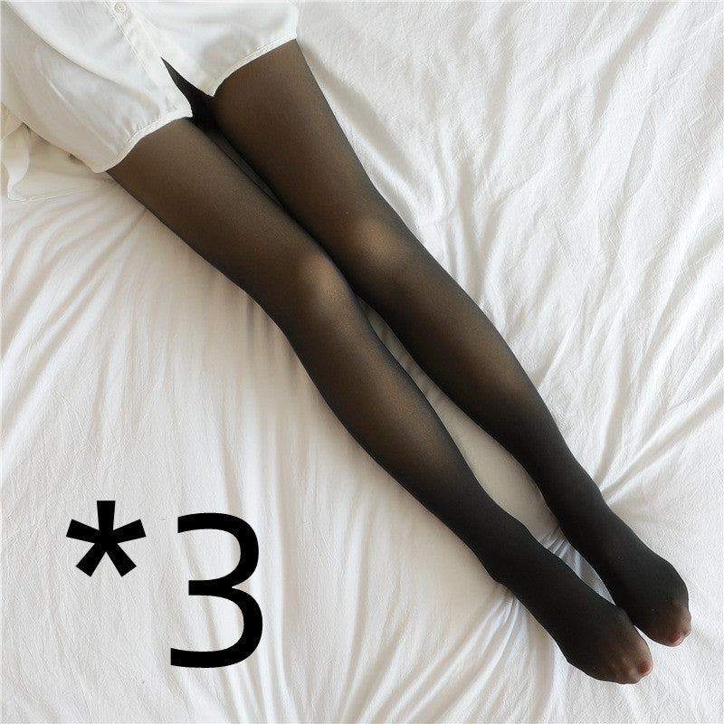 Plus Size Fake Translucent Fleece Lined Winter Tights