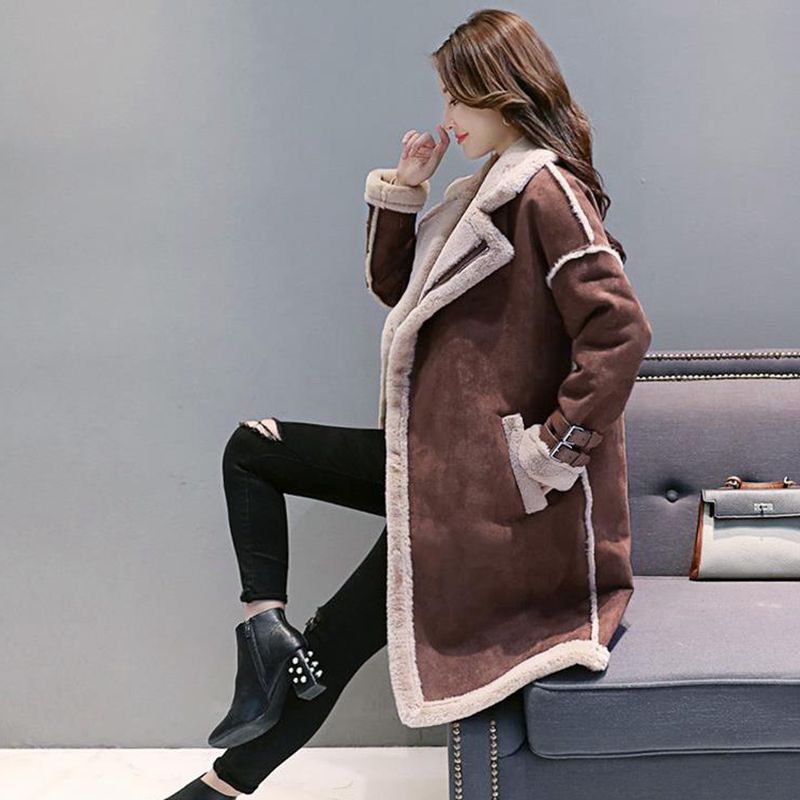 Korean Lamb Wool Winter Coat Women Long