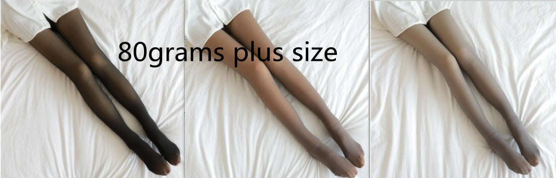 Plus Size Fake Translucent Fleece Lined Winter Tights