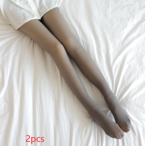 Plus Size Fake Translucent Fleece Lined Winter Tights