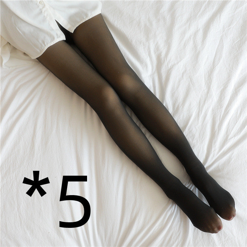 Plus Size Fake Translucent Fleece Lined Winter Tights
