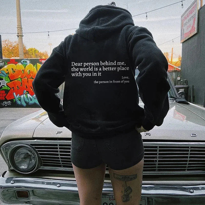Dear Person Behind Me" Plush Hoodie – Unisex null
