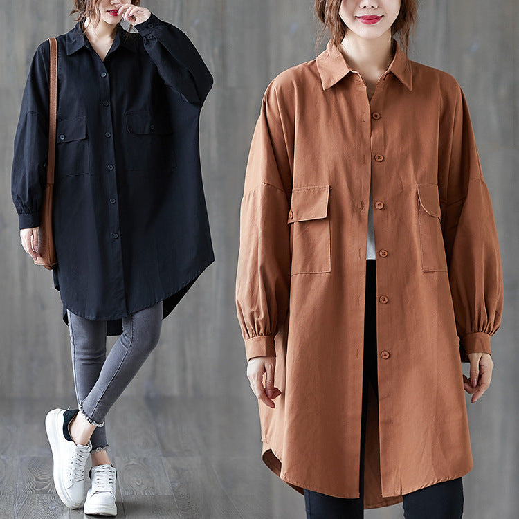 Cardigan Collar Pocket Windbreaker Jacket Women