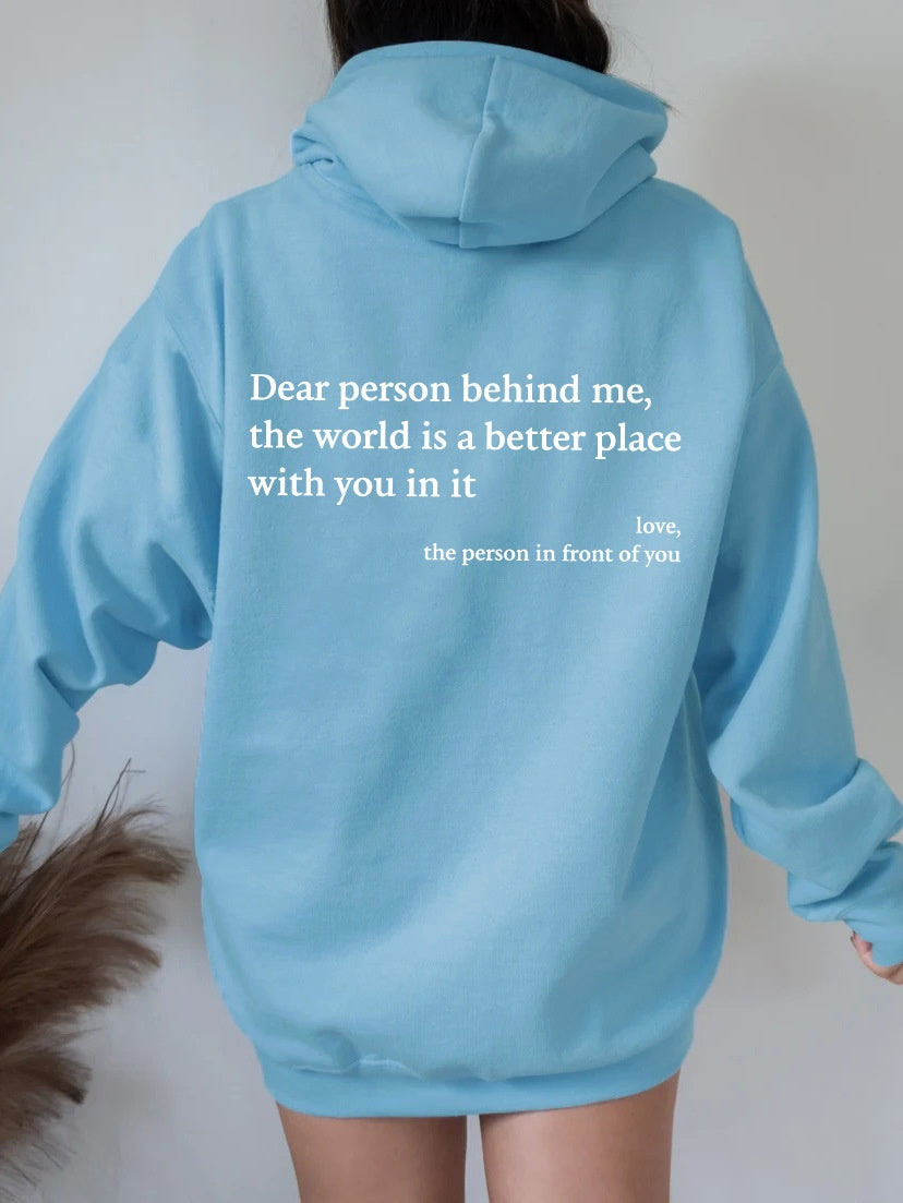 Dear Person Behind Me" Plush Hoodie – Unisex null